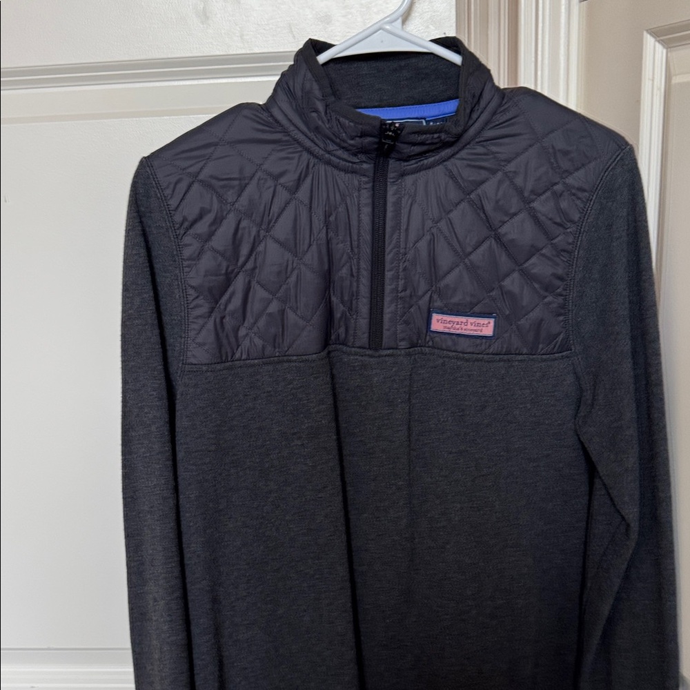 Vineyard Vines Charcoal Quilted Pullover